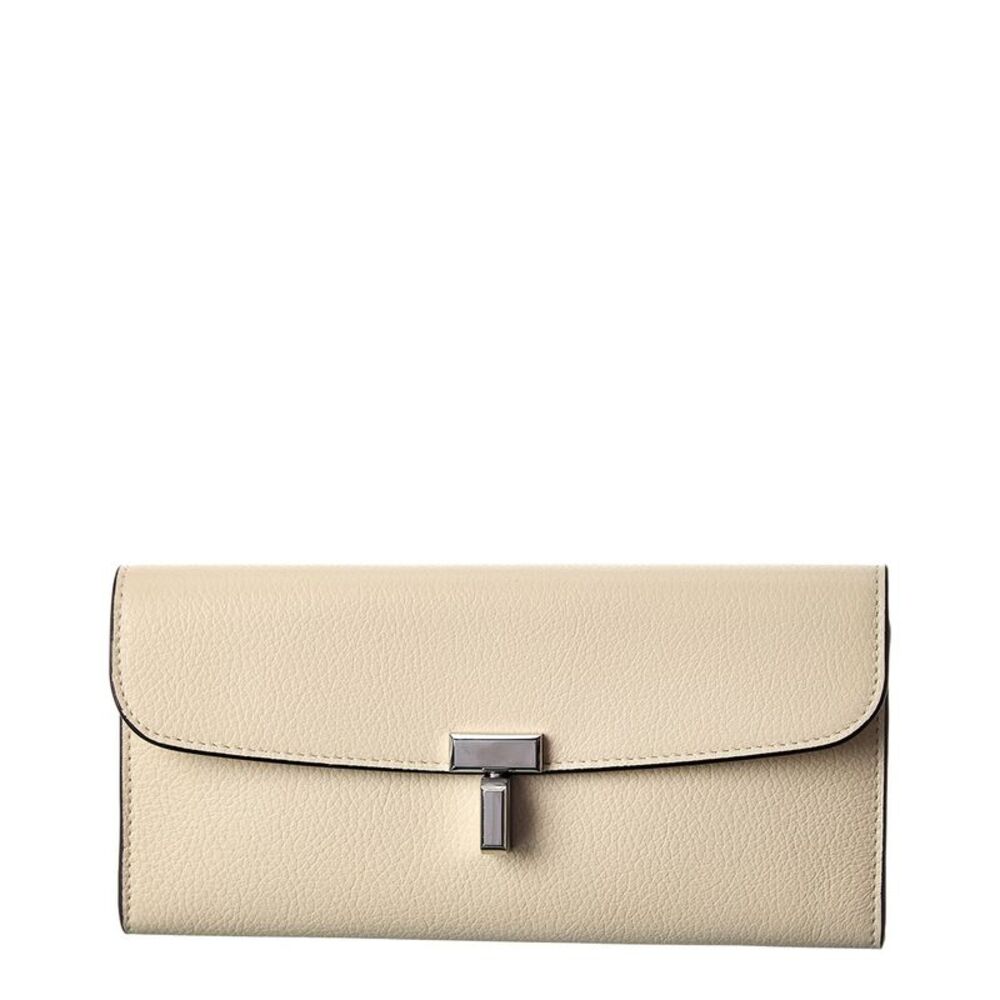 Toteme T-Lock Leather Continental Wallet, White